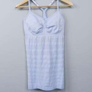 Lululemon Power Y Tank Sz 8 Pastel Purple‎ Blue Jacquard Stripe Workout Yoga Top